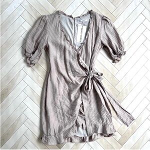 NEW Saints + Secrets Nude Short sleeve Wrap Mini Dress size medium